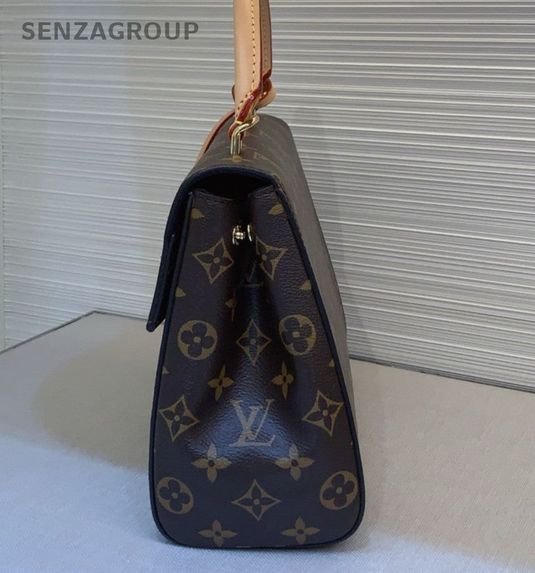 Louis Vuitton Monogram 2Way Top Handle Bag Crossbody Brown Gold Women Classic