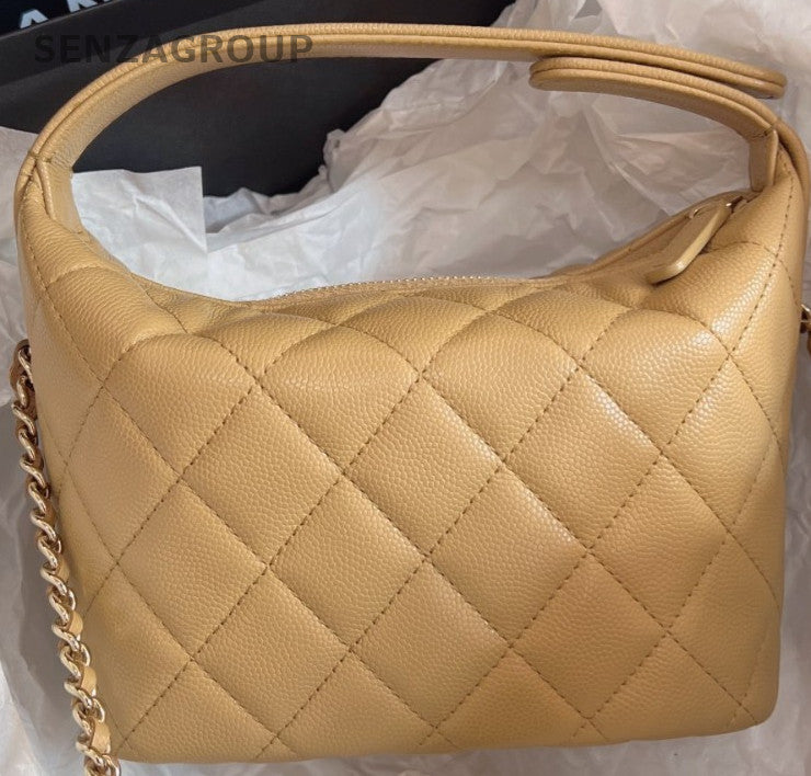 Chanel 25a Diamond Pattern Chain Shoulder Bag Crossbody Brown Gold Used Women