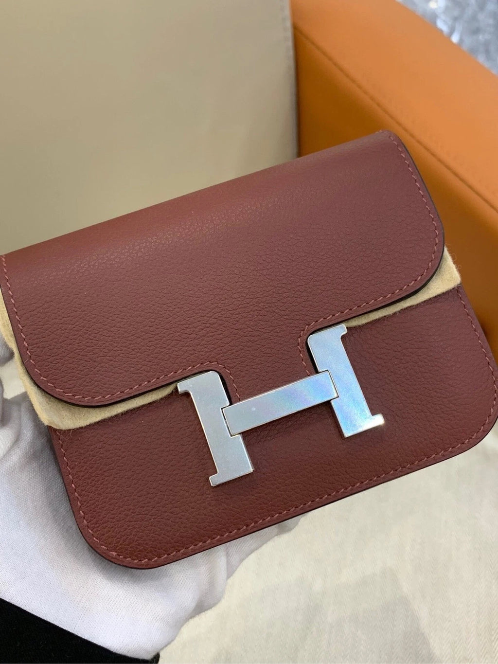 Hermes Constance Slim Evercolor Women Wallet Waist Bag