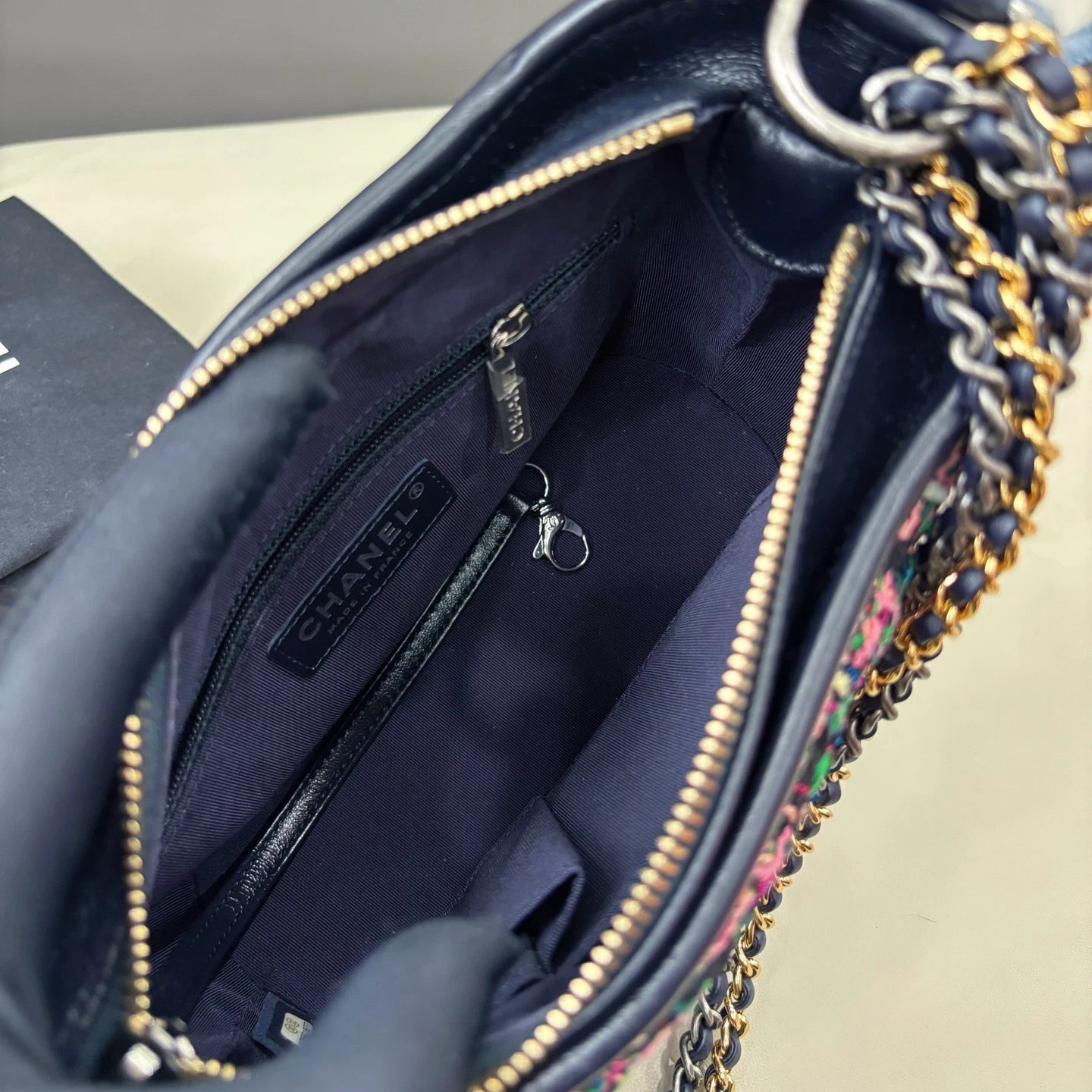 Chanel Gabrielle Chain Shoulder Crossbody Bag Black Gold Women Fashion