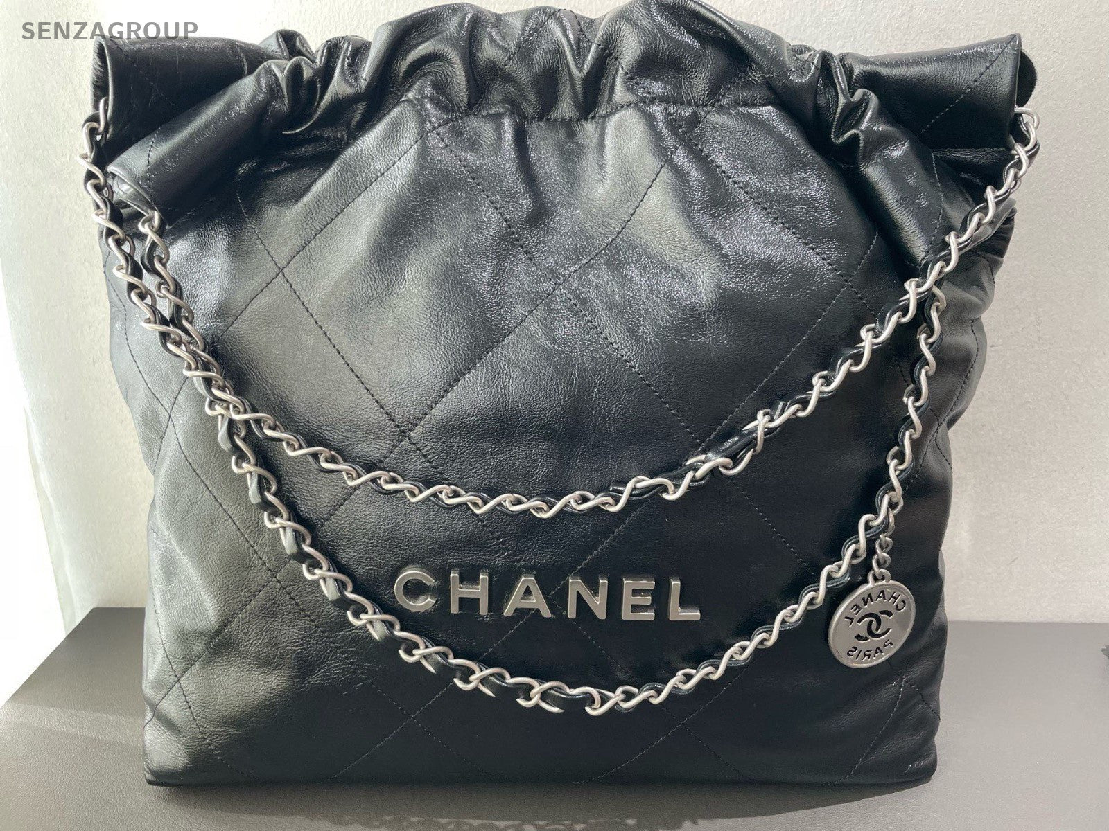 Chanel 22Bag Chain Shoulder Bag Crossbody Black Silver Women Classic
