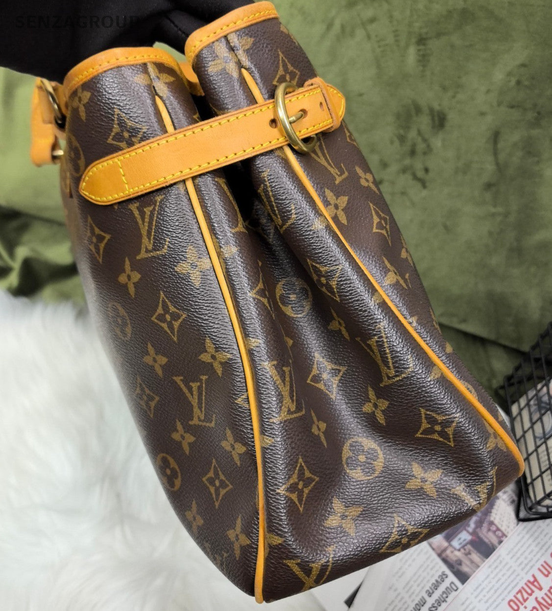 Louis Vuitton Monogram Tote Shoulder Bag Women Brown