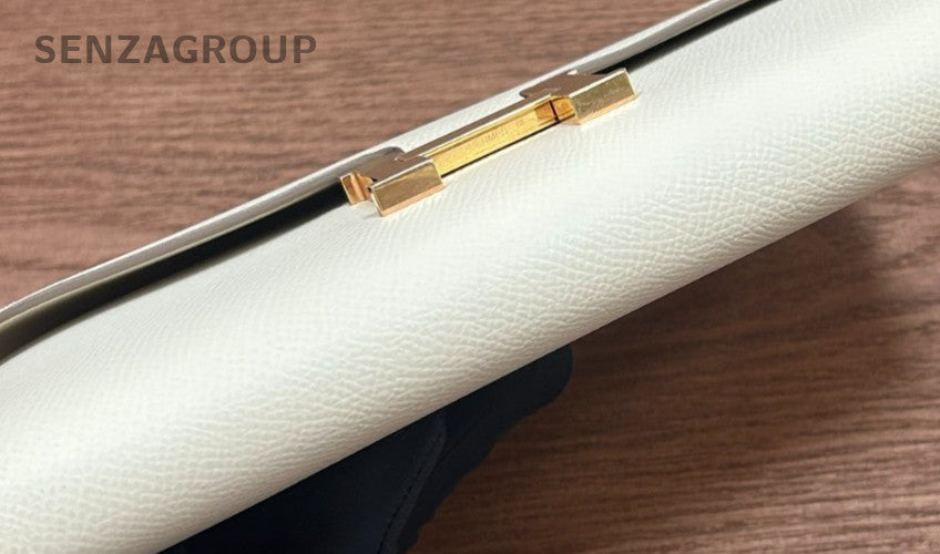 Hermes Constance Epsom Leather Long Wallet White Gold Used Women Classic