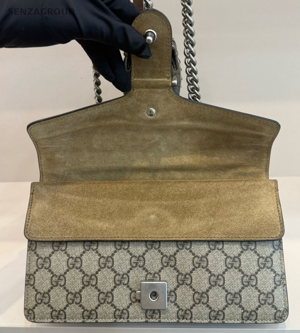 Gucci Dionysus Chain Shoulder Bag Crossbody Brown Silver Women Classic Fashion