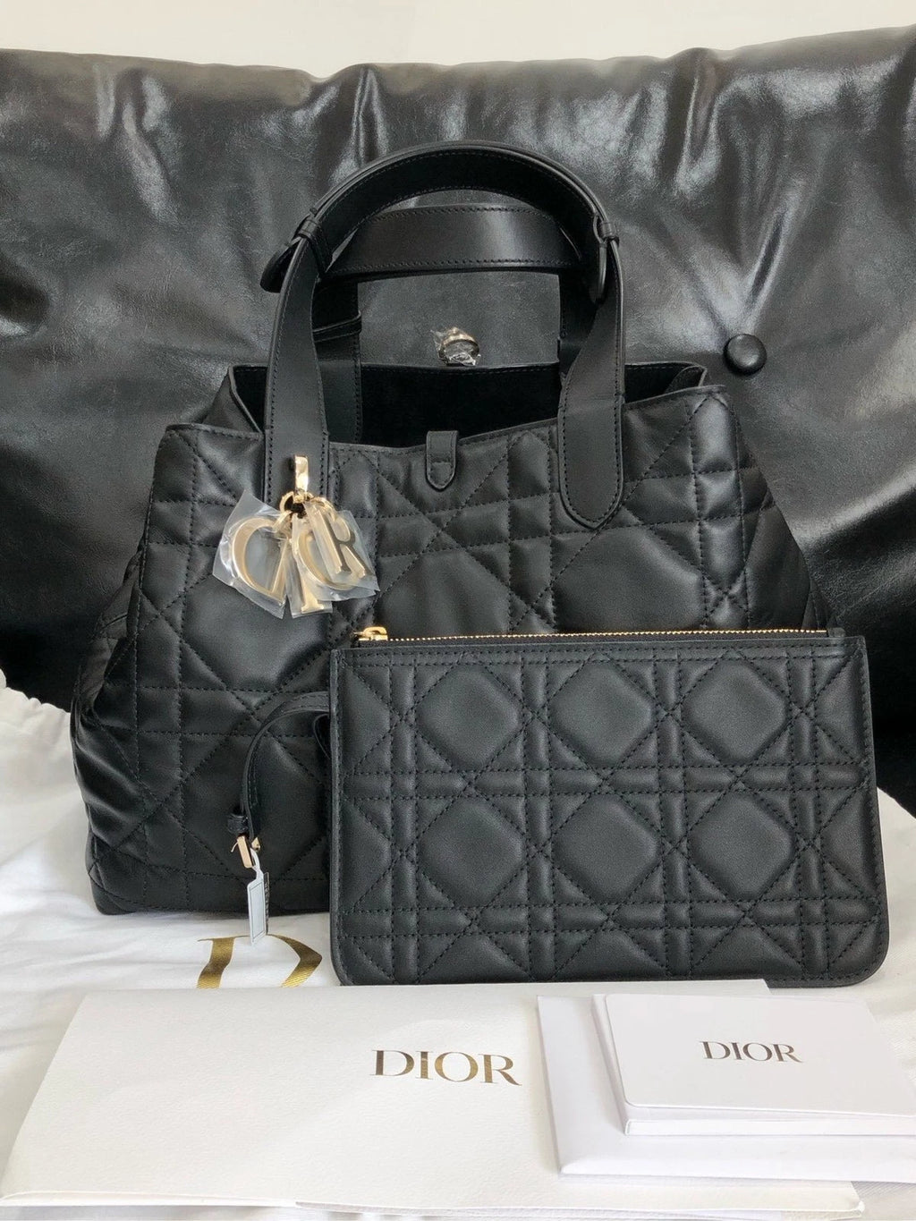 Dior Black Gold Mini Tote Bucket Bag For Women