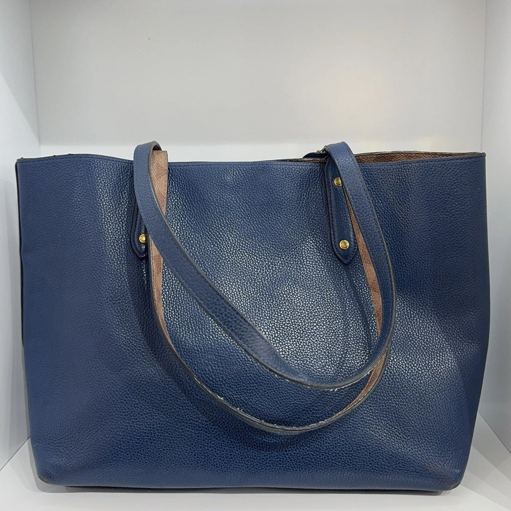 Coach Central Blue Leather Tote Shoulder Handbag For Women