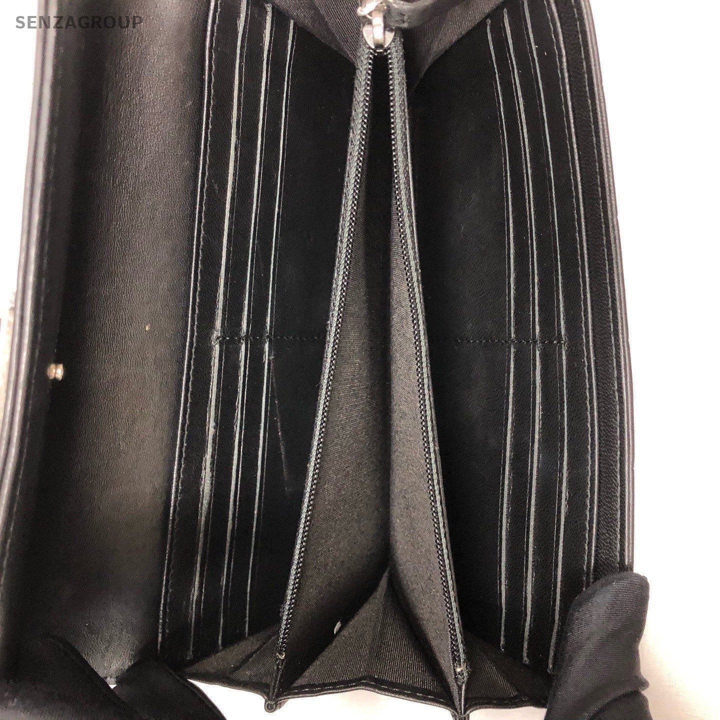 Chanel Lambskin Clutch Black Silver Diamond Women Classic