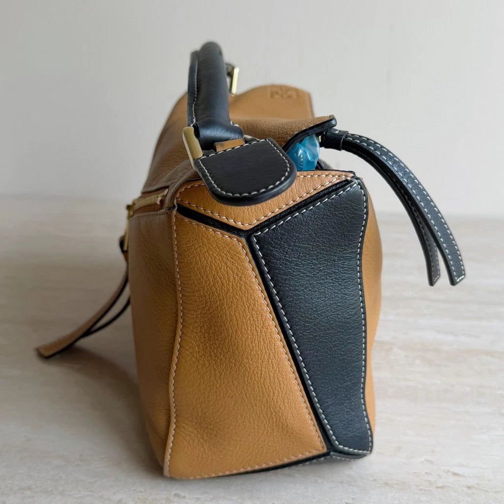 Loewe Puzzle PM 2Way Handbag Crossbody in Brown Leather Gold Hardware