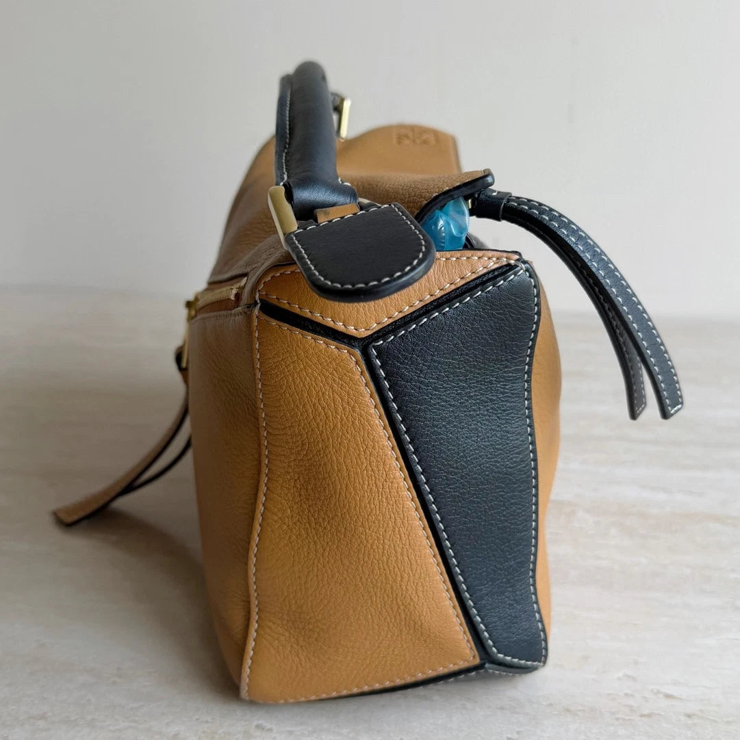 Loewe Puzzle PM 2Way Handbag Crossbody in Brown Leather Gold Hardware