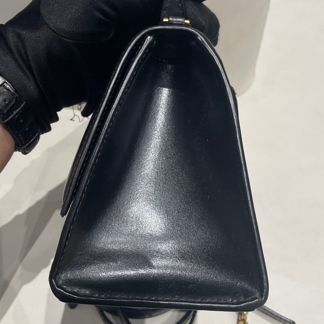 Balenciaga Small 2Way Handbag Crossbody Black Gold Classic Fashion Women