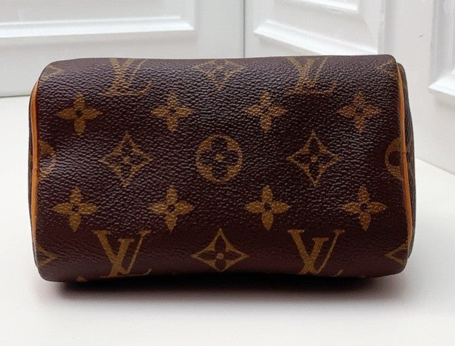 Louis Vuitton Speedy Nano Monogram Crossbody Brown Gold Used Women Classic