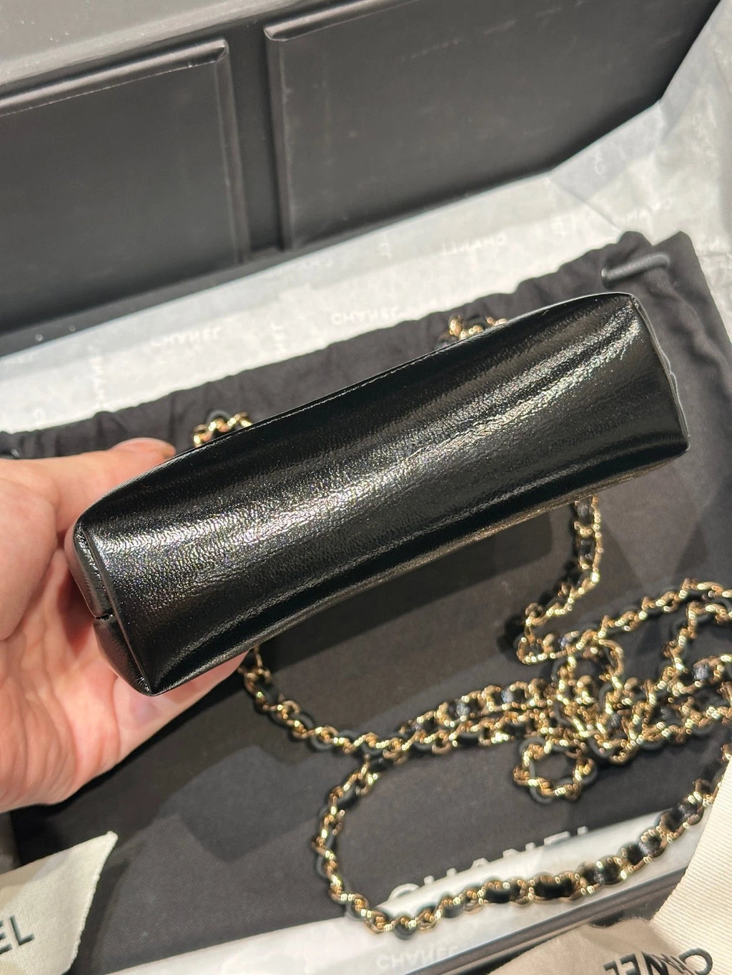 CHANEL 31Bag Nano Mini Black Gold Lambskin Tote For Women