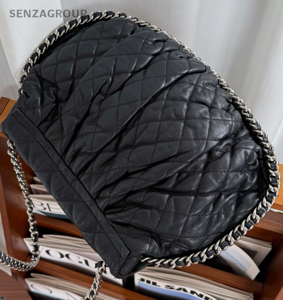 CHANEL Chain Around Shoulder bag Black silver Calfskin