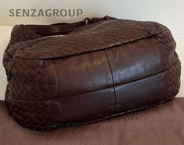 Bottega Veneta Intrecciato PM Hobo Top Handle Shoulder Bag Brown Women Classic