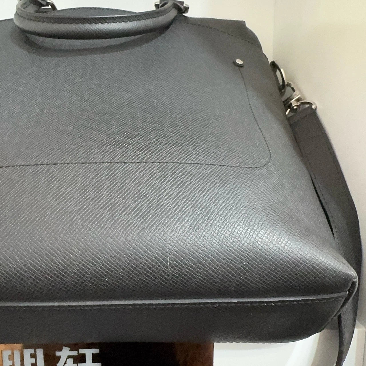 Louis Vuitton Black Taiga Leather Vertical Briefcase Handbag Crossbody Women