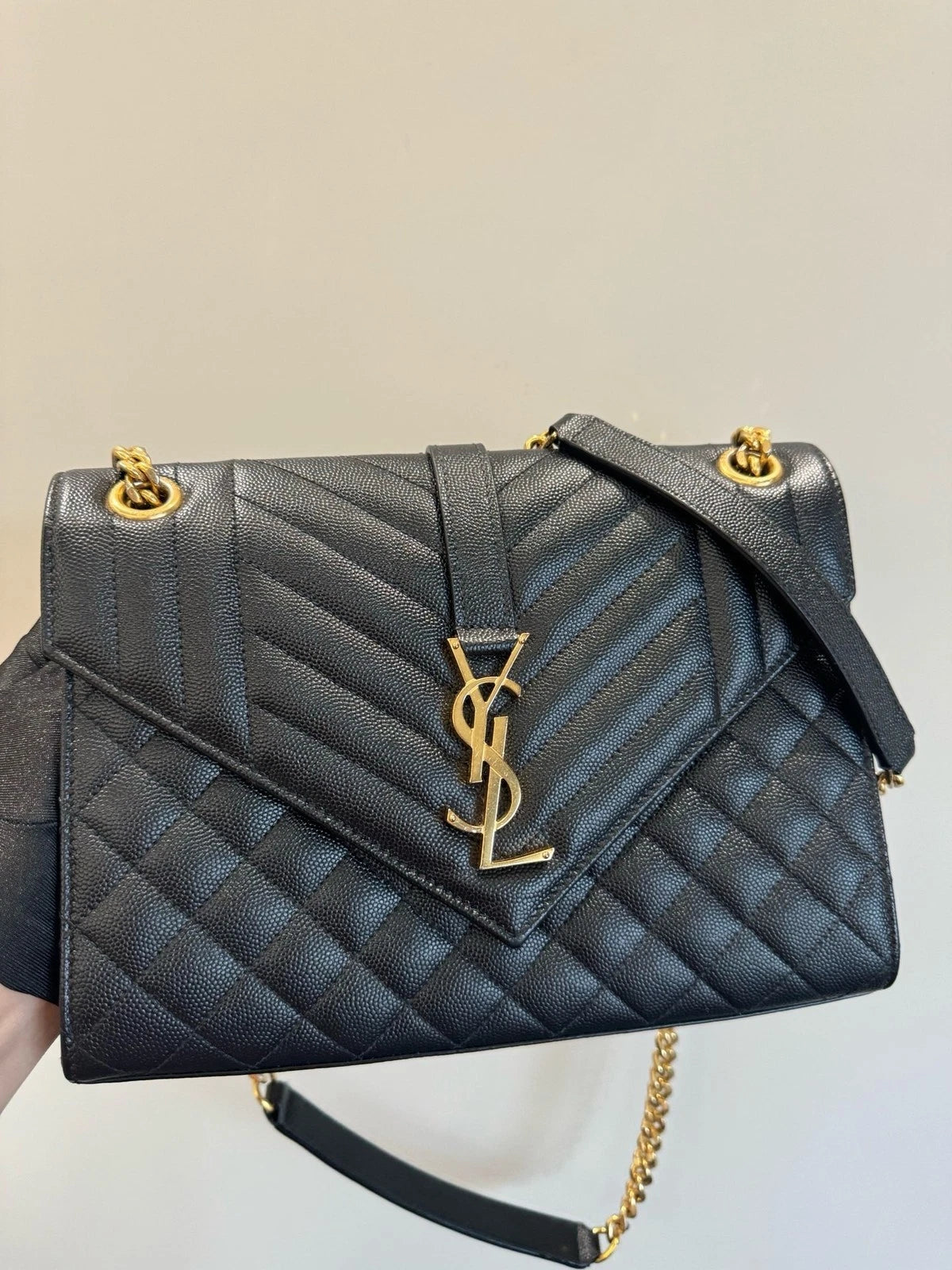 YSL Bronze Envelope Caviar Leather Shoulder Crossbody For Women