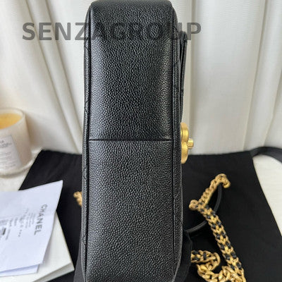 Chanel Black Gold Classic Flap Quilted Chain Shoulder Crossbody Bag