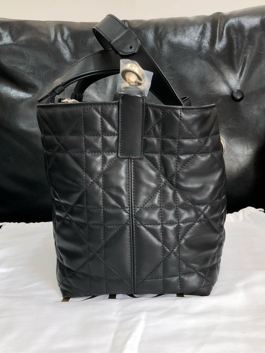 Dior Black Gold Mini Tote Bucket Bag For Women