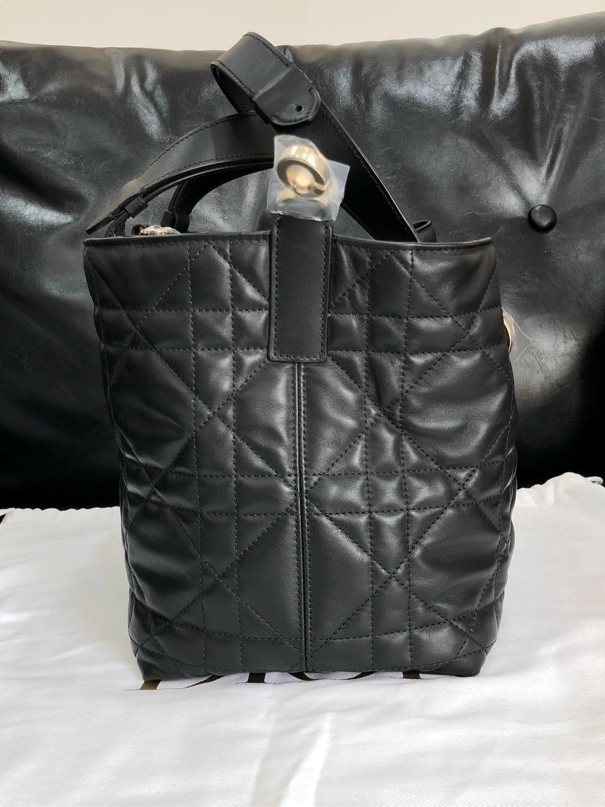 Dior Black Gold Mini Tote Bucket Bag For Women