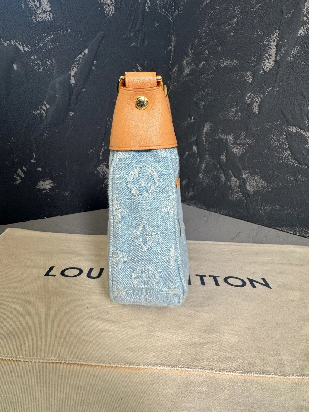 Louis Vuitton Denim Loop Moon Shoulder Bag For Women Light Blue