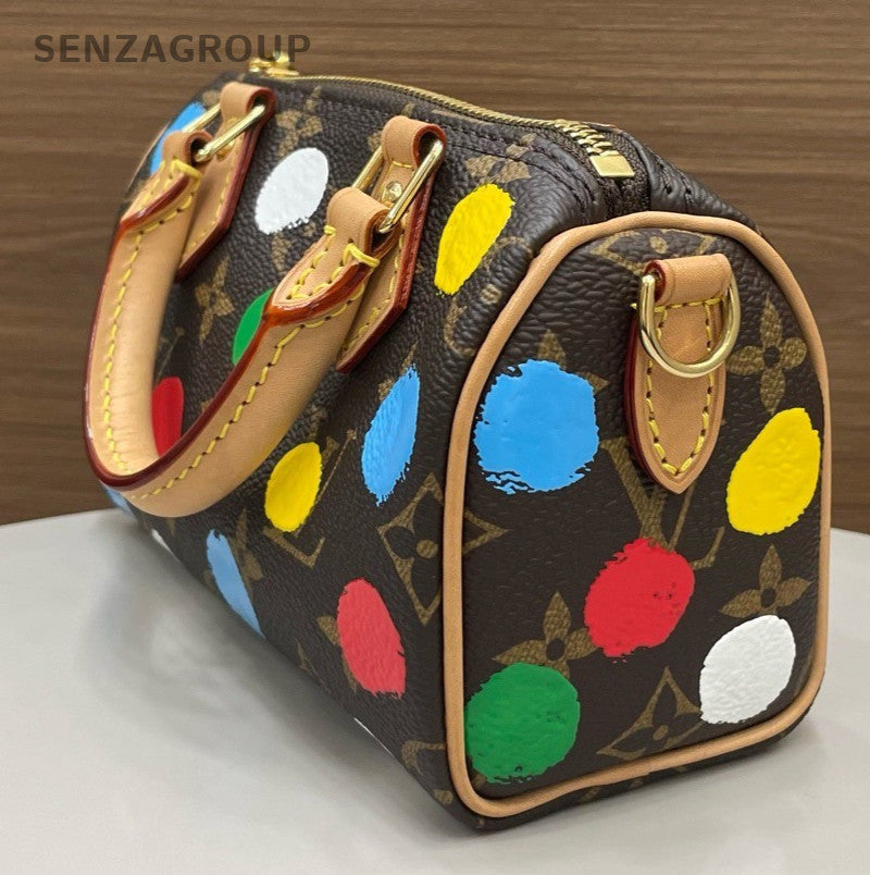Louis Vuitton Speed Nano Monogram Top Handle Bag Crossbody Brown Gold Women