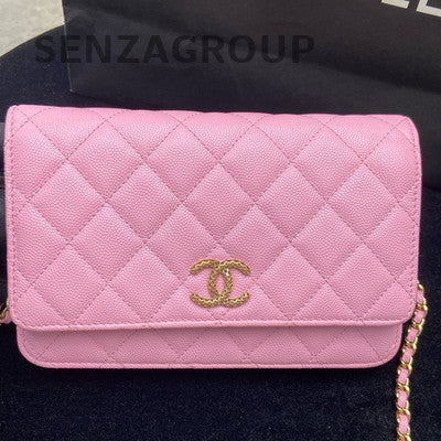 Chanel 22P WOC Calfskin Gold Hardware Pink Chain Crossbody Bag