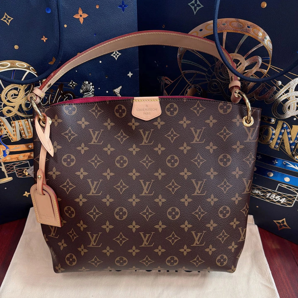 Louis Vuitton Graceful Monogram Brown Gold Shoulder Bag Excellent
