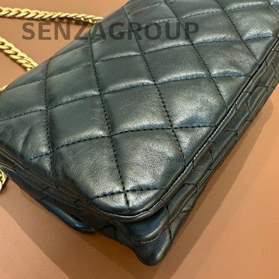 Chanel Classic Flap Black Gold Chain Shoulder Crossbody Bag Quilted