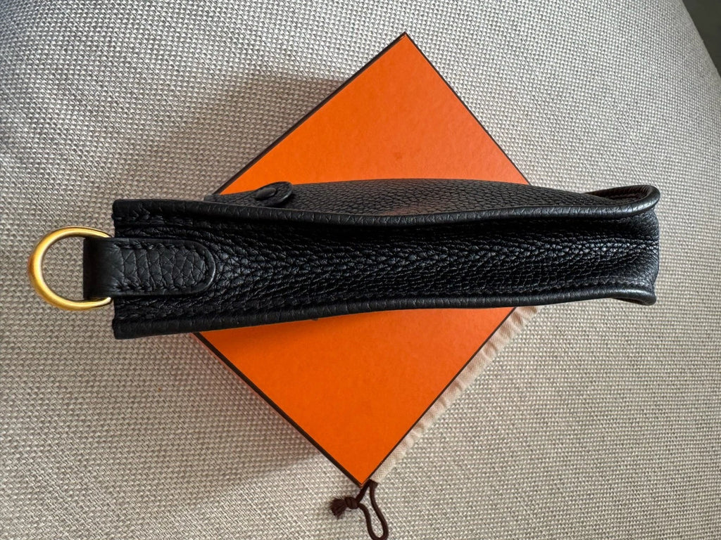 Hermes Evelyne Mini Black Gold Hardware Leather Crossbody Bag For Women