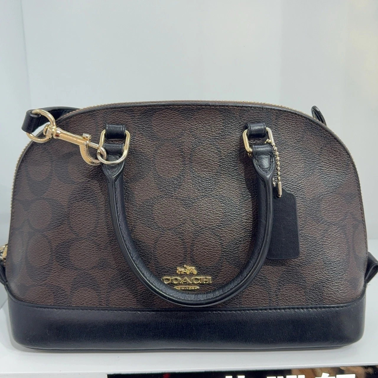 Coach Brown Canvas Monogram Shell Crossbody Handbag For Women