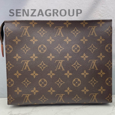 Louis Vuitton Monogram Zipper Clutch Bag Women's Classic Brown Gold