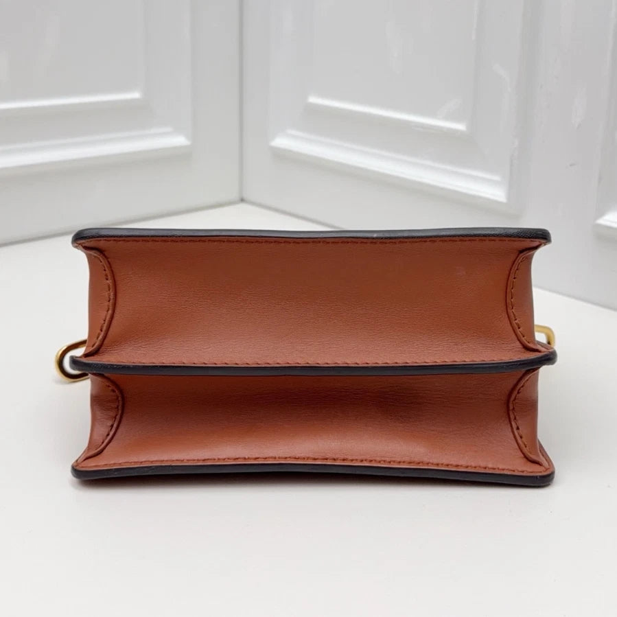 Louis Vuitton Dauphine PM Shoulder Bag Crossbody Brown Gold Excellent