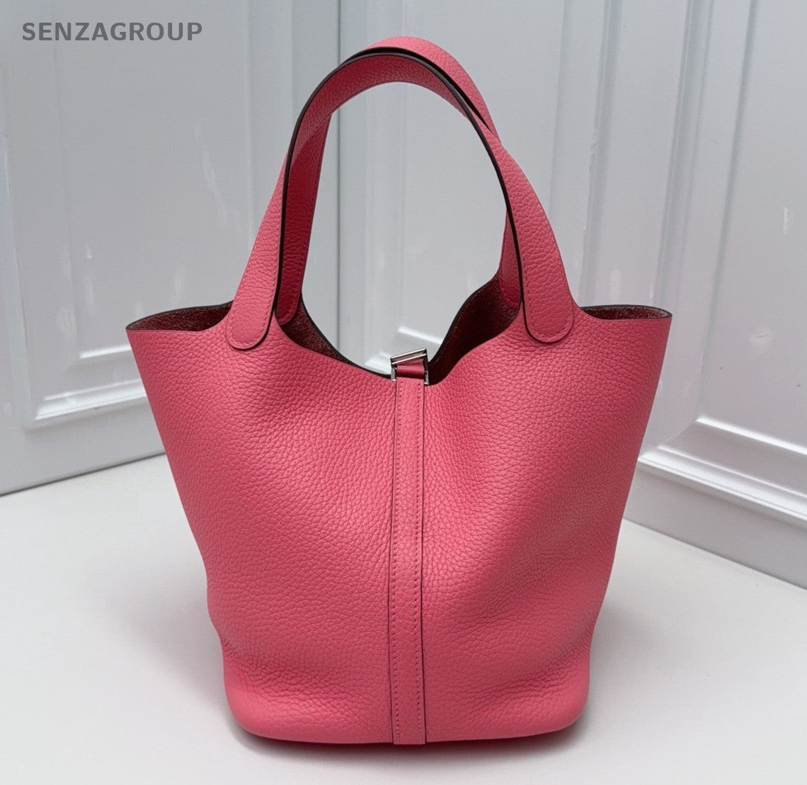 Hermes Picotin22 Top Handle Bag Shoulder Bag Pink Silver Women Classic Fashion