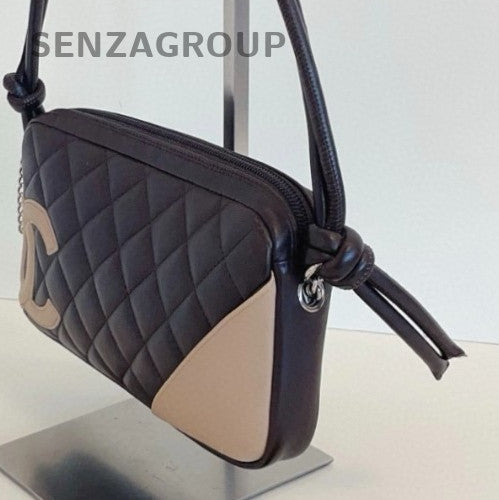 Chanel Cambon Diamond Pattern Shoulder Bag Black Silver Women Classic Vintage