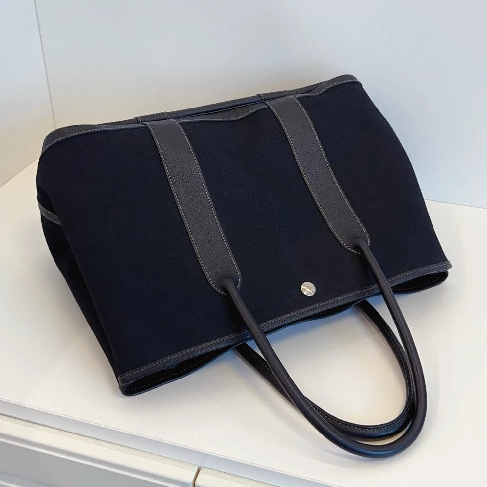 Hermes Garden Party36 Tote Top Handle Shoulder Bag Black Silver Women Classic