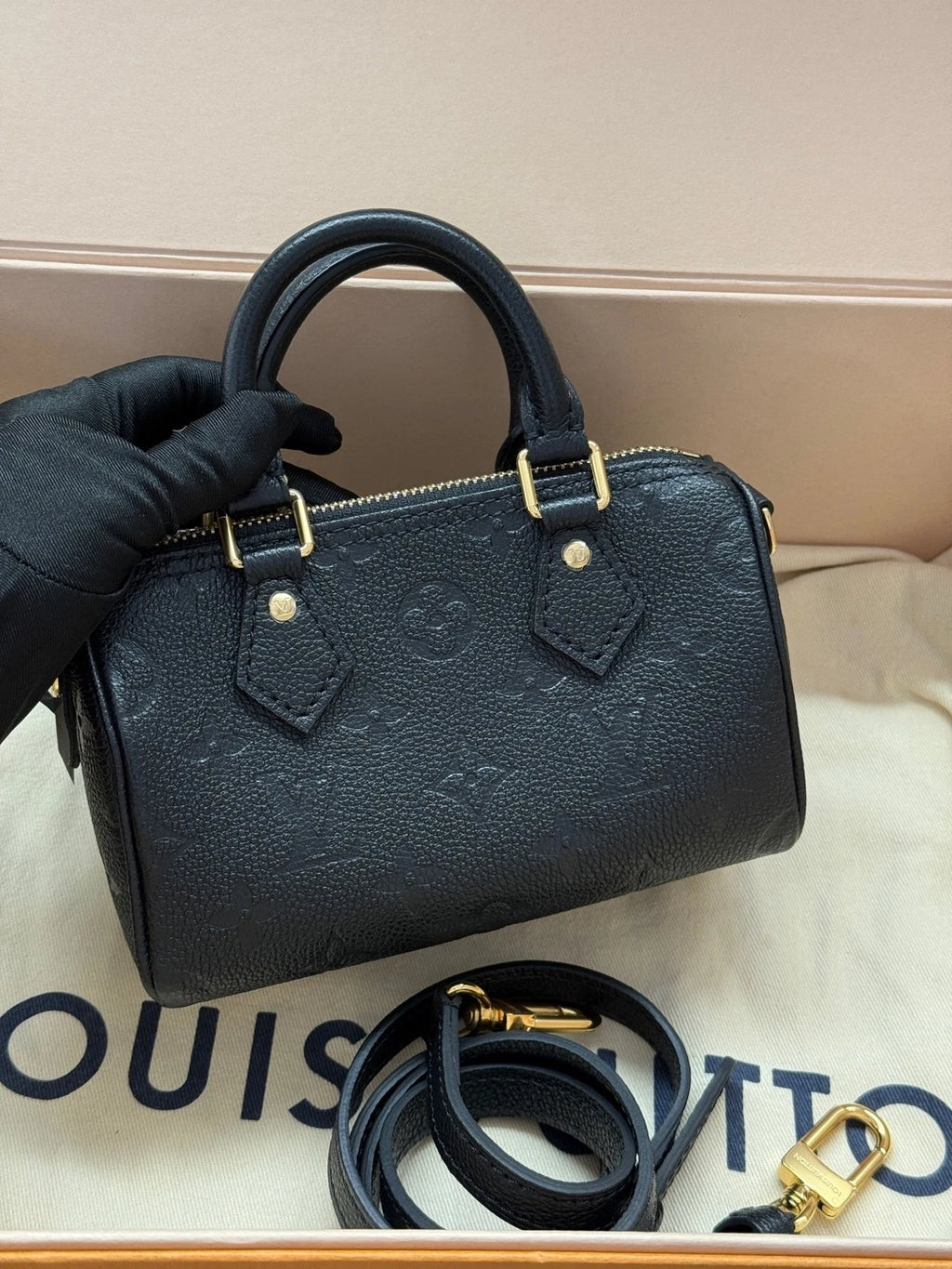 Louis Vuitton Black Speedy Nano Top Handle Bag For Women