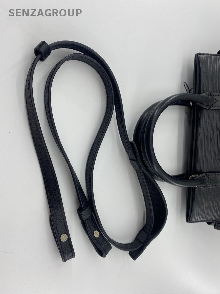 Louis Vuitton Epi 2Way Top Handle Bag Crossbody Black Silver Used Women Classic
