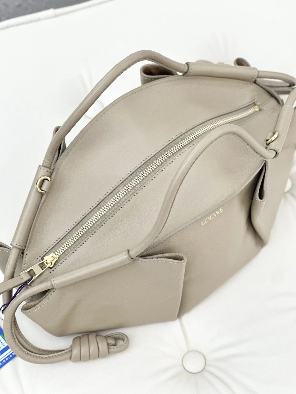 Loewe Paseo PM Calfskin Top Handle Crossbody Bag Beige Women Fashion S