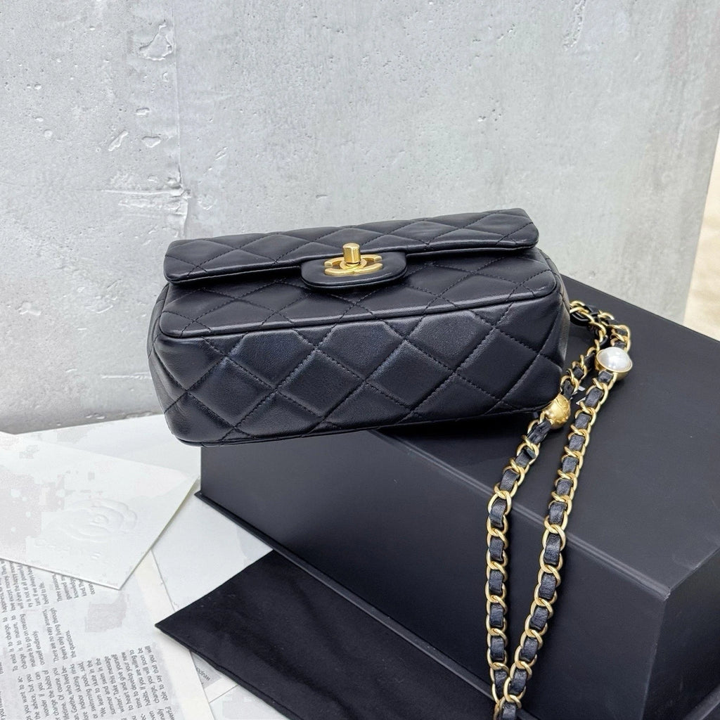 CHANEL Black Gold Lambskin CF Mini Crossbody Bag For Women