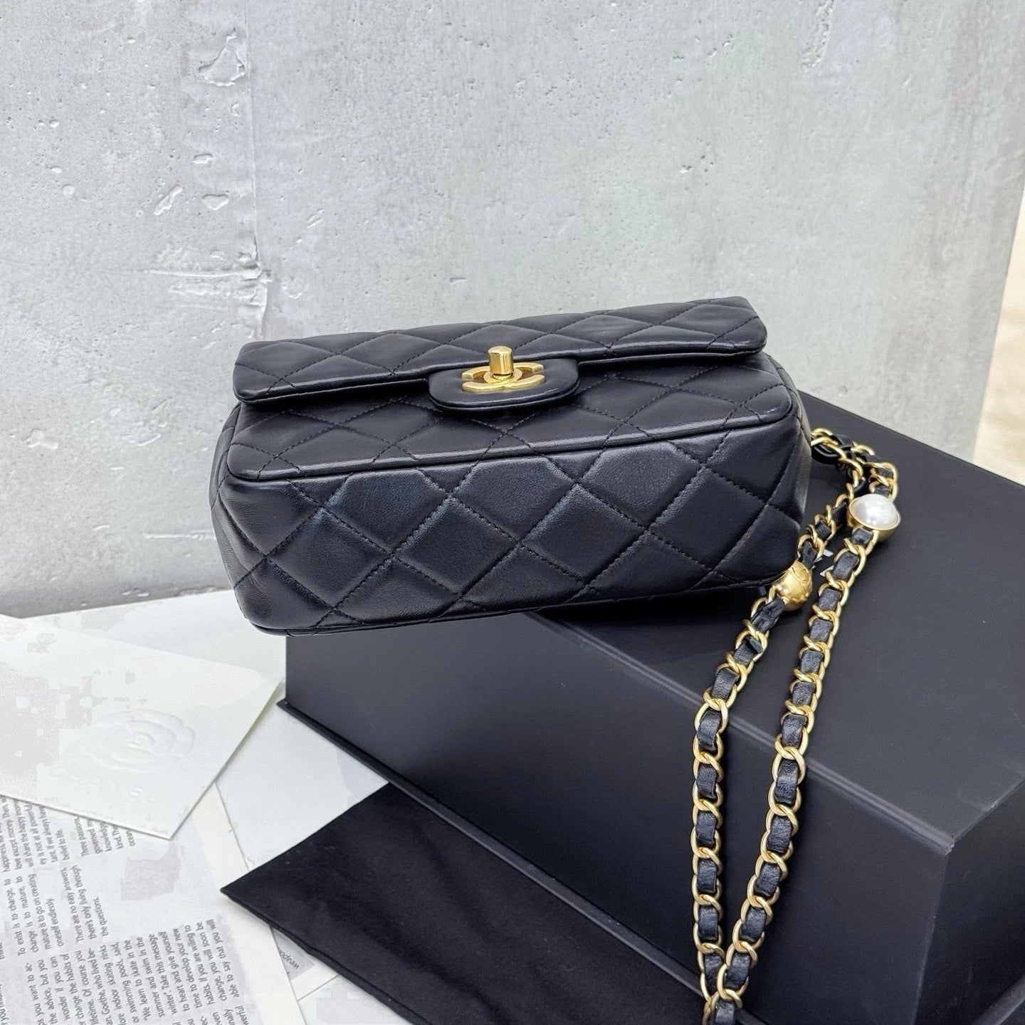 CHANEL Black Gold Lambskin CF Mini Crossbody Bag For Women