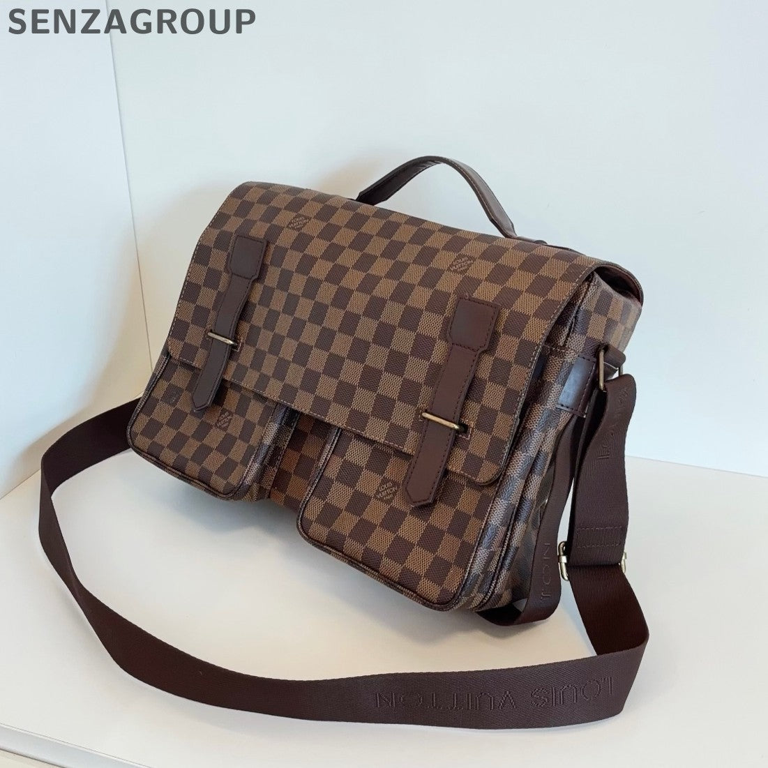 Louis Vuitton Satchel Damier Ebene Top Handle Crossbody Brown Unisex Adults