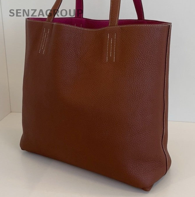 Hermes Double Sens35 Tote Shoulder Bag Brown Red Used Women Classic