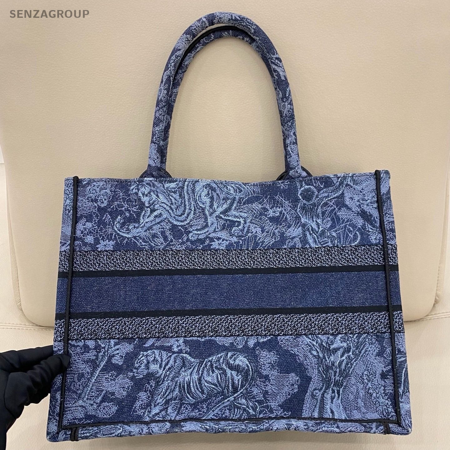 Christian Dior Book Tote MM Handbag Blue Used Women Classic