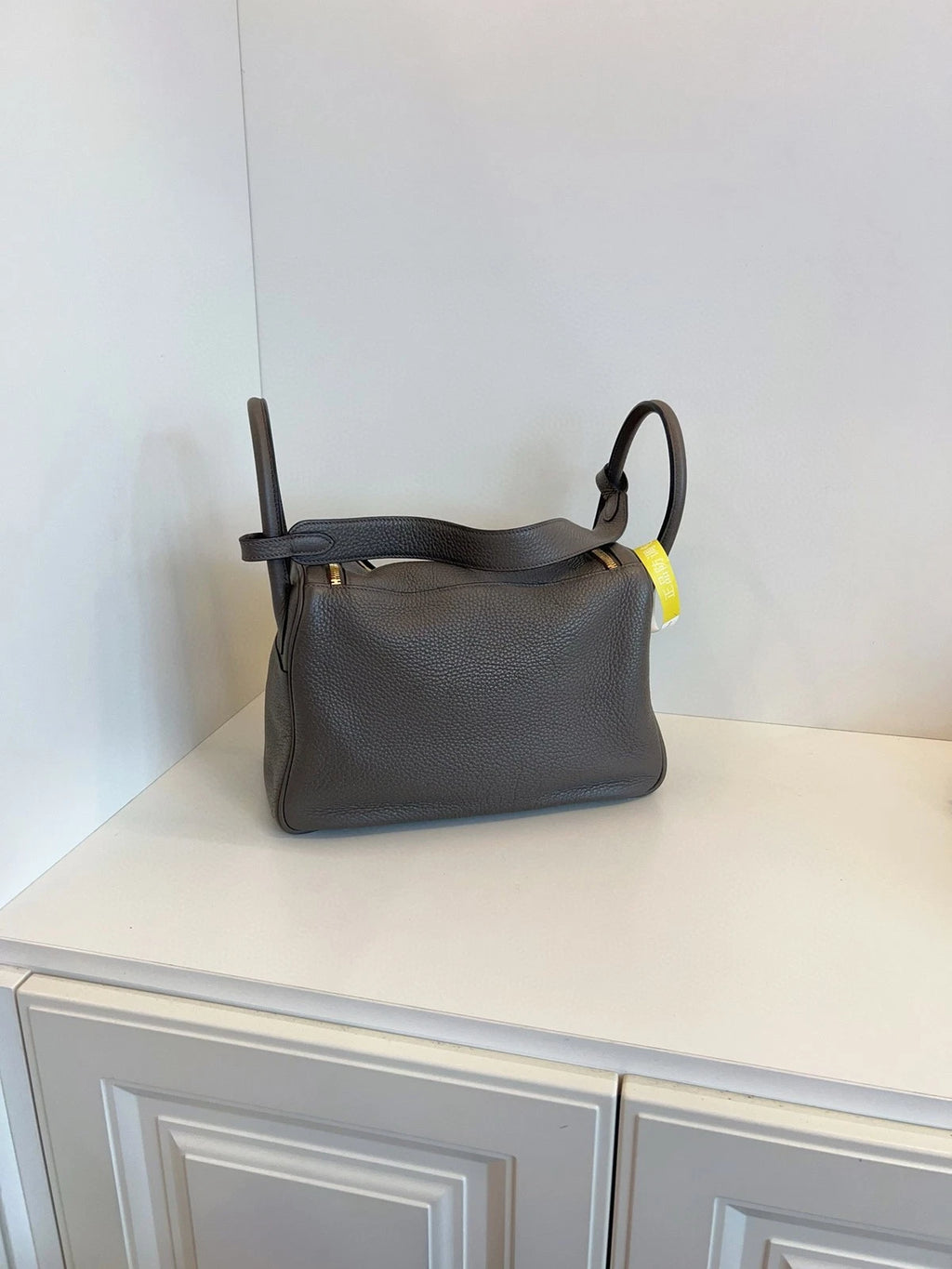 Hermes Lindy30 Grey Leather Handbag For Women