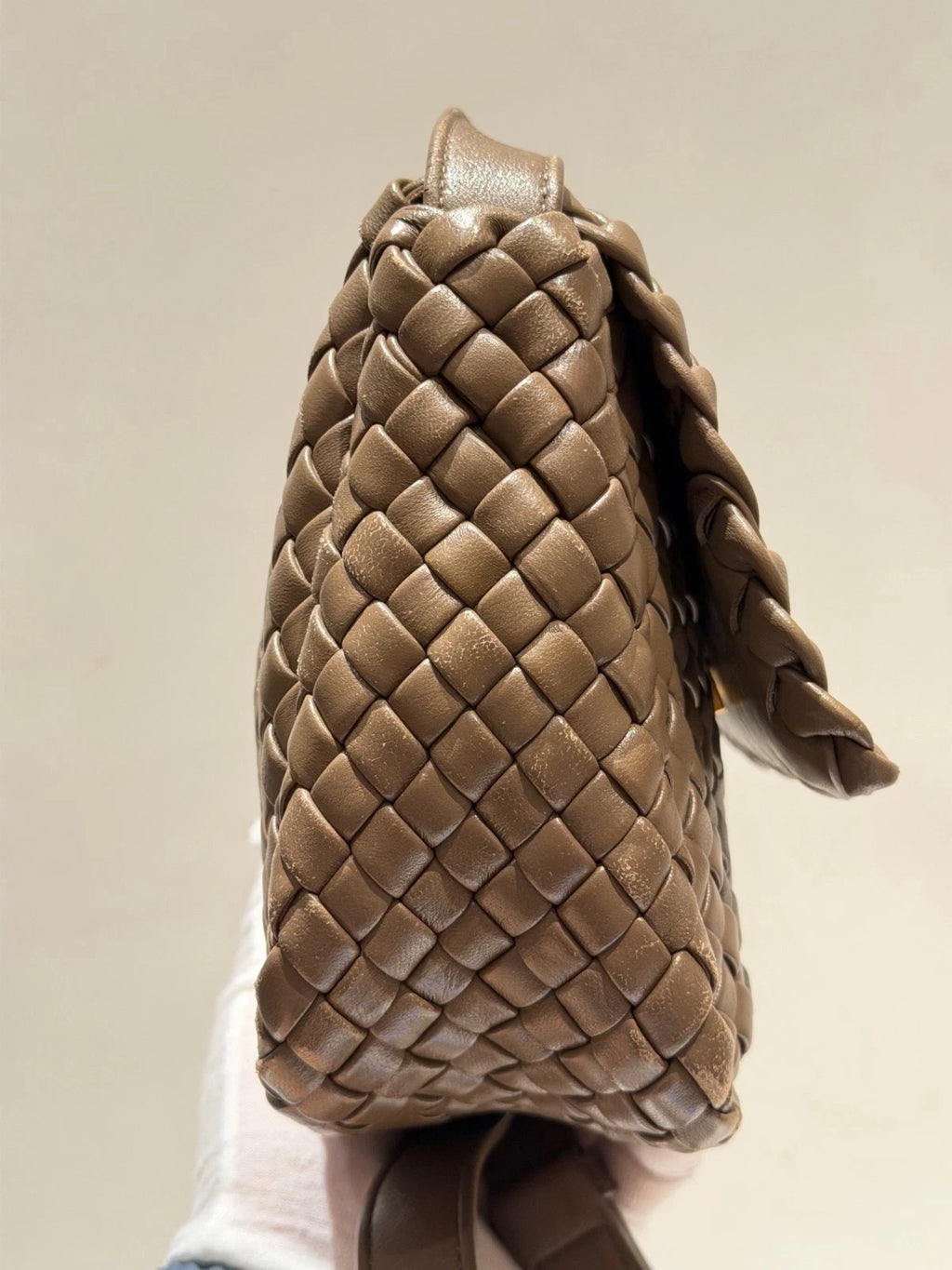 Bottega Veneta Cobble Intrecciato Shoulder Bag Crossbody Brown Unisex Adults