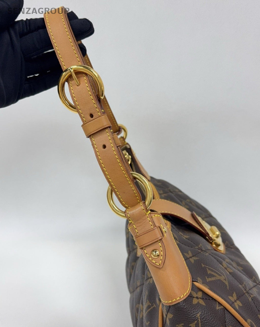 Louis Vuitton Monogram Hobo Shoulder Bag Brown Gold Women Classic