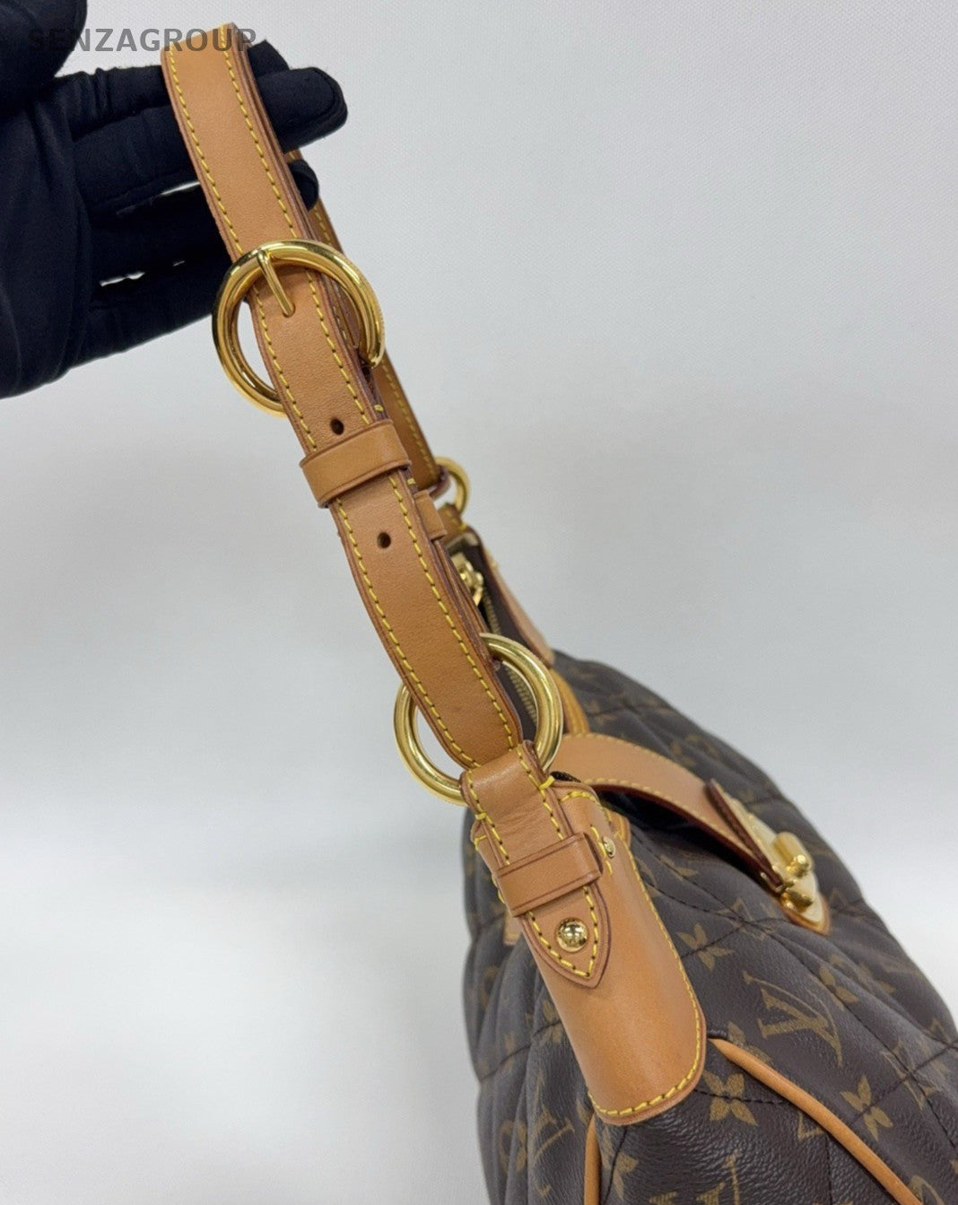 Louis Vuitton Monogram Hobo Shoulder Bag Brown Gold Women Classic
