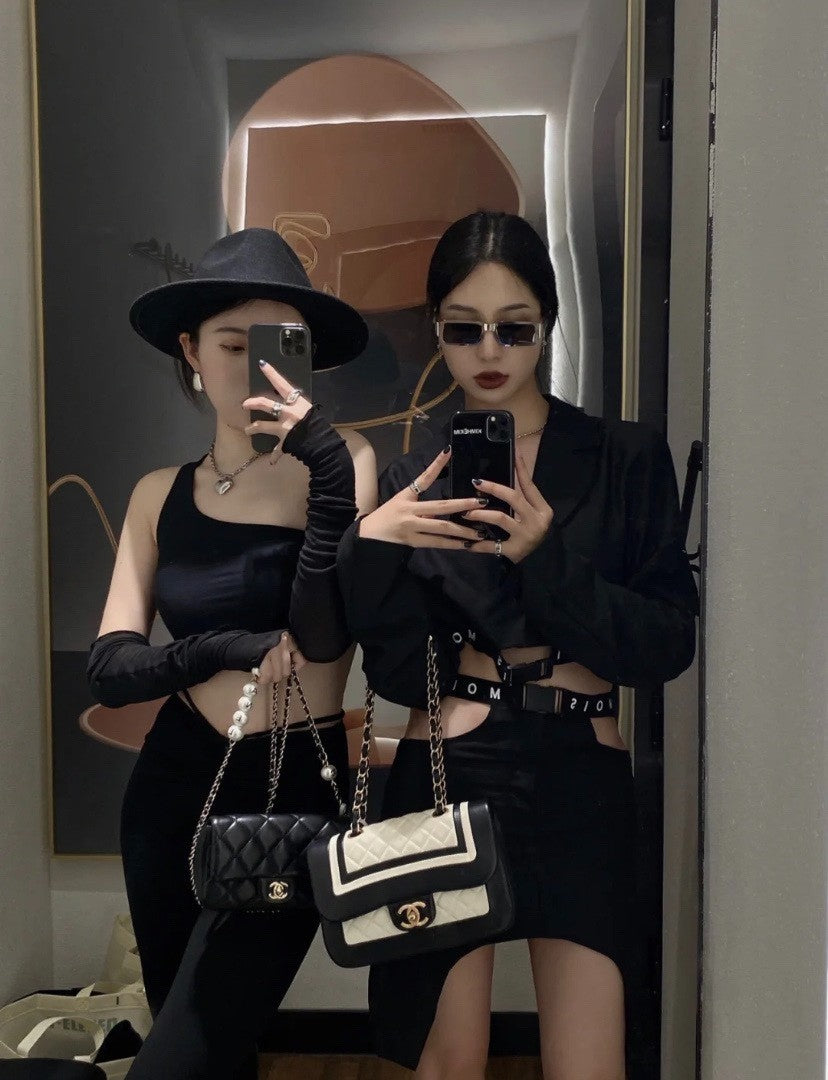 CHANEL Classic Flap Chain CC Shoulder bag Panda Color Women