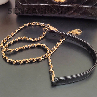 Chanel Messenger Chain Crossbody Shoulder Bag Black Gold Women's Fashion