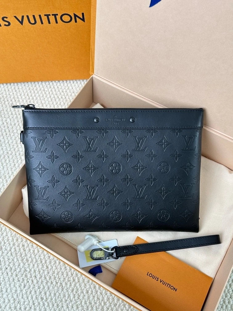 Louis Vuitton Pochette To-Go Black Monogram Clutch For Unisex Adults
